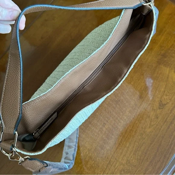 Kim Rogers Woven Straw Hobo Shoulder Bag w/ Removable Strap Tan/Natural NWOT - Picture 8 of 15